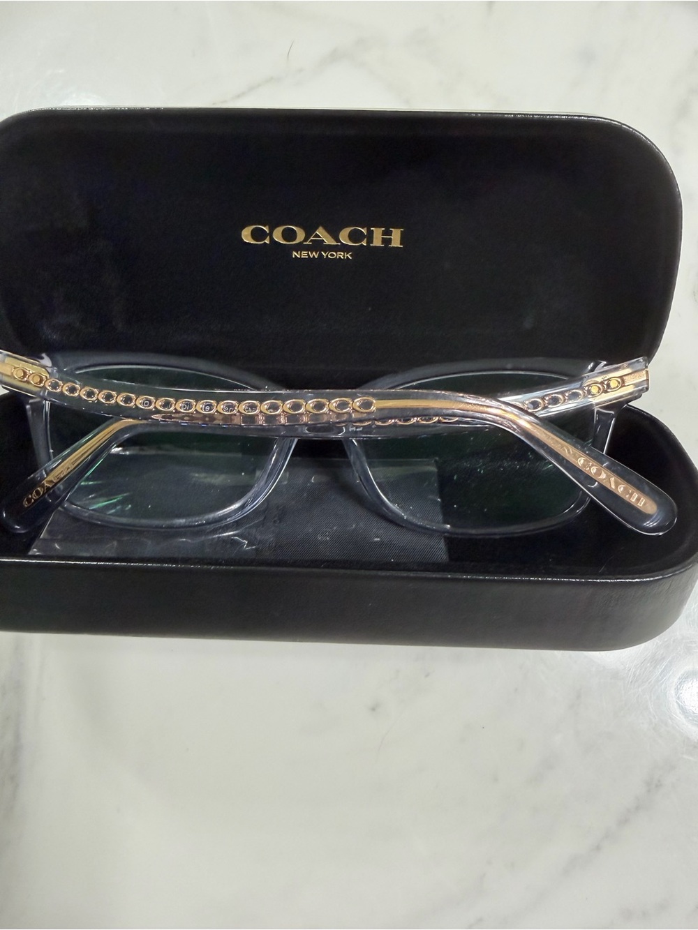 Coach Black Eyeglasses with Gold Accents